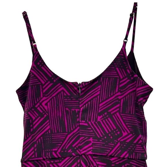 Banana Republic Faux Wrap Dress Women's Small Fuchsia Purple Surplice Geometric - Picture 8 of 12